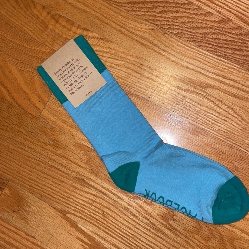 Facebook Employee Unisex Teal and Blue Color block Socks Two Pairs OS NWT